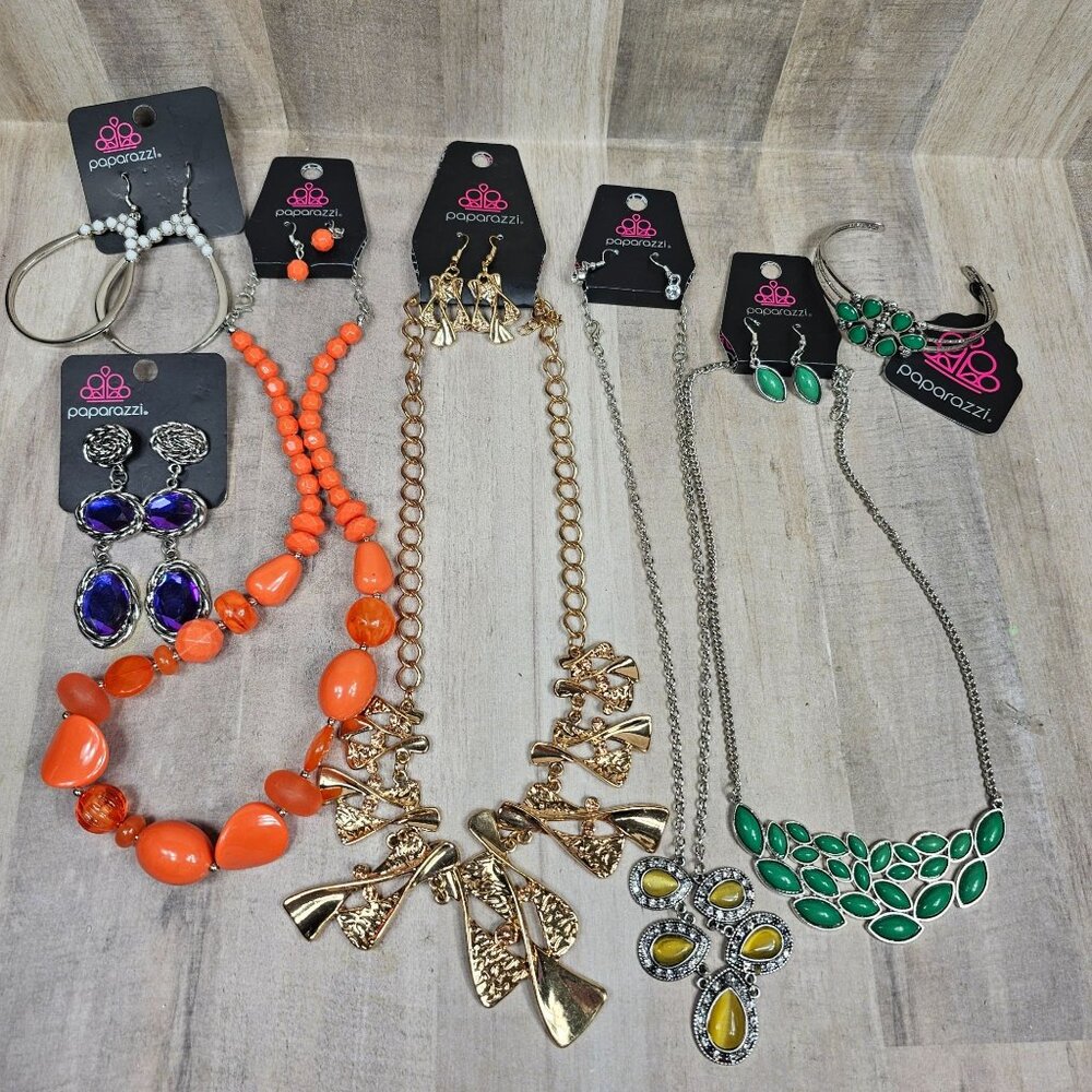 Paparazzi Jewelry Lot Earrings Necklaces Bracelet Metal Chunky Hoop Bead NEW